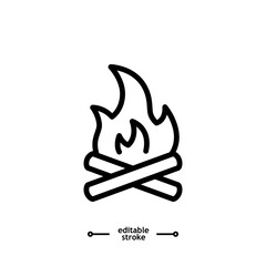 Fire flame icon vector, sign, symbol, logo, illustration, editable stroke, flat design style isolated on white linear