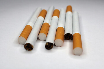 Cigarettes close-up on a light background. The concept of anti-smoking.