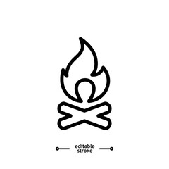 Fire flame icon vector, sign, symbol, logo, illustration, editable stroke, flat design style isolated on white linear