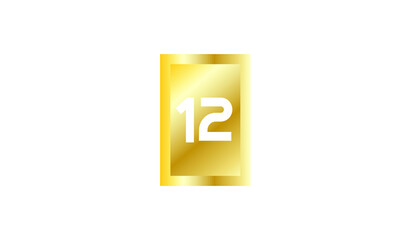 12 Number New Gold Modern Square Logo