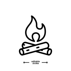 Fire flame icon vector, sign, symbol, logo, illustration, editable stroke, flat design style isolated on white linear