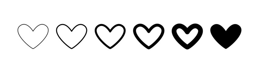 Heart shape icons. Set of pictogram hearts.