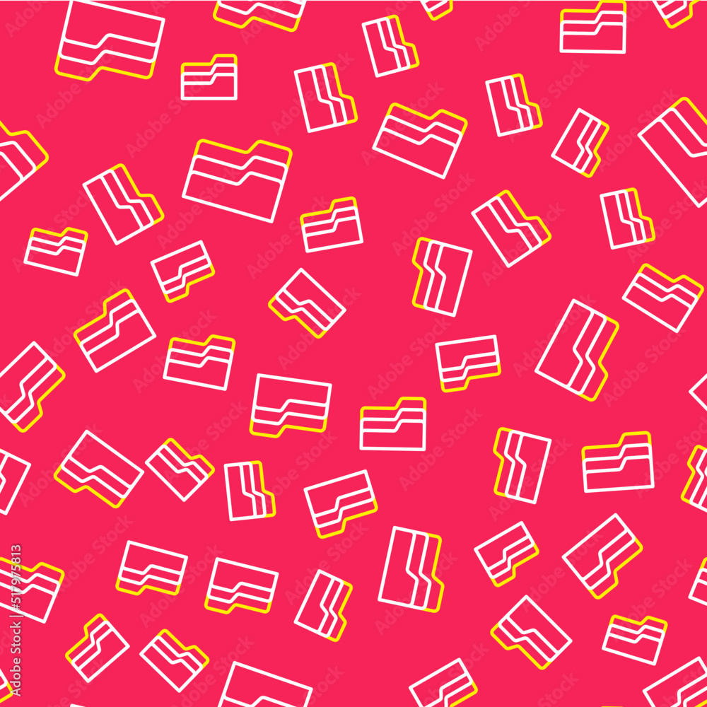 Poster line document folder icon isolated seamless pattern on red background. accounting binder symbol. boo