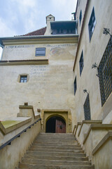 Fototapeta na wymiar stone steps entrance to a medieval castle