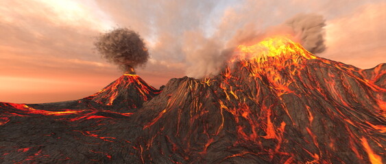 火山 - obrazy, fototapety, plakaty