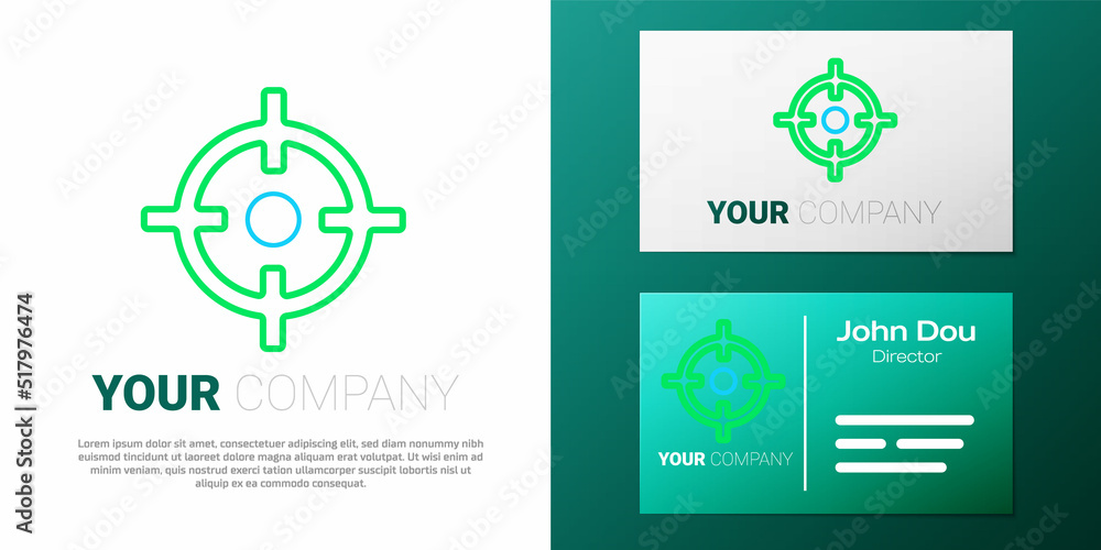 Poster line target sport icon isolated on white background. clean target with numbers for shooting range or