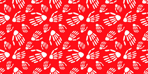  pattern of Skeleton hand on a red background