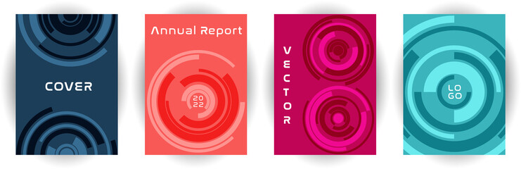 Annual report cover page layout vector collection with aim goal circle pattern concept.