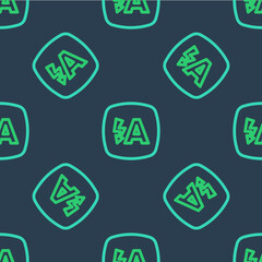 Line Auto flash icon isolated seamless pattern on blue background. Automatic flash. Vector