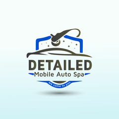 Car detailed clean wash van vector logo design