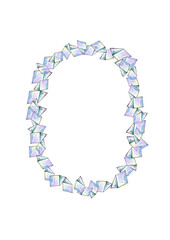 Watercolor gem stones square frame. Hand painted card design with multicolor crystals isolated on white background.