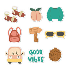 Summer stickers collection of scrapbooking. 