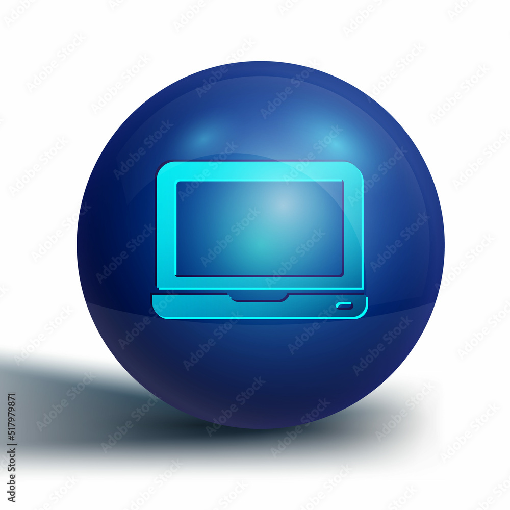 Poster blue laptop icon isolated on white background. computer notebook with empty screen sign. blue circle