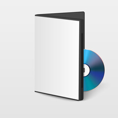 Vector 3d Realistic CD, DVD with Plastic Case Isolated on White. CD Box, Packaging Design Template for Mockup. Compact Disk Icon, Front View