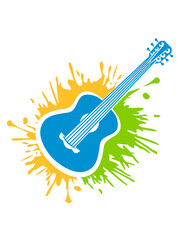 Bunte Farbkleckse Gitarrist Tropfen 