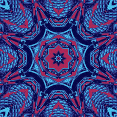 Abstract colorful unique kaleidoscope ethnic black background