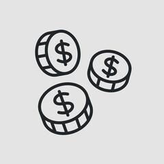 Obraz premium Coins icon. Simple coins with US dollar sign for social media, web and app design. Vector illustration
