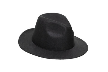 Retro black hat isolated against white background