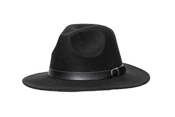 Retro black hat isolated against white background