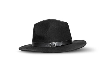 Retro black hat isolated against white background