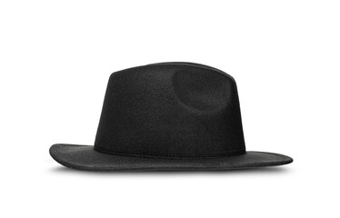 Retro black hat isolated against white background