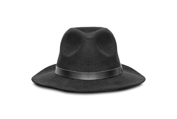Retro black hat isolated against white background
