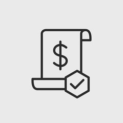 Contract icon. Simple agreement with US dollar sign and checkmark for social media, app and web design. Vector illustration 