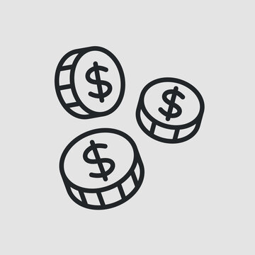 Coins icon. Simple coins with US dollar sign for social media, web and app design. Vector illustration