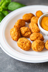 hot fish balls deep fried seafood cuisine fresh meal food snack diet on the table copy space food background rustic