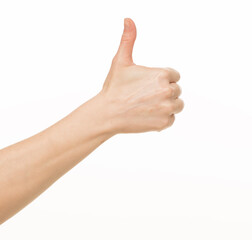 hands show gestures. female hands show gestures on a white background isolated.