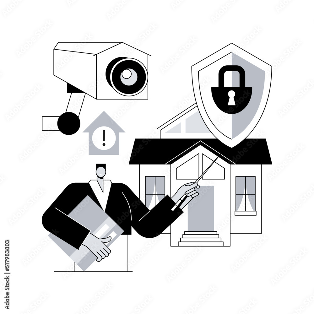 Poster security systems design abstract concept vector illustration. optimal building security solutions, v