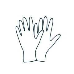 Fototapeta premium Protective gloves. Latex gloves a symbol of protection against viruses and bacteria. Precaution icon. Vector illustration flat design. Isolated on white background.