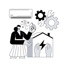 Air conditioning abstract concept vector illustration. Indoors air conditioning, smart cooling system, repair and maintenance service, local heating, energy saving solution abstract metaphor.