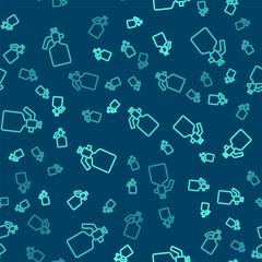 Green line Paint spray gun icon isolated seamless pattern on blue background. Vector