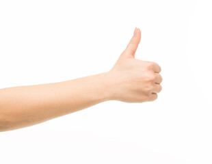 hands show gestures. female hands show gestures on a white background isolated.