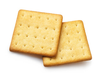 Delicious crackers, isolated on white background