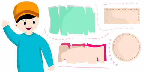 Moslem Boy SVG with Board Label Sticker Callout Name Tag Illustratiom