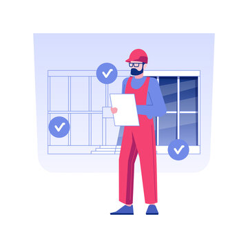 Building code inspection isolated concept vector illustration. Professional building inspector writing a report, commercial construction, check property project state vector concept.