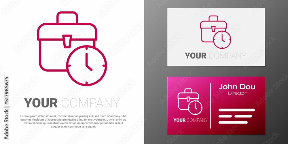 Poster logotype line work time icon isolated on white background. office worker. working hours. business br