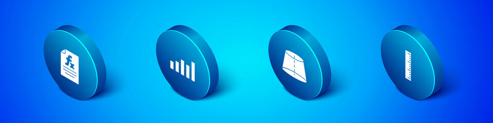 Set Isometric Function mathematical symbol, Geometric figure, Ruler and Graph, schedule, chart, diagram icon. Vector