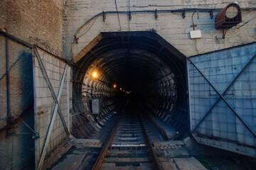 Entrance to round underground subway tunnel