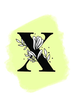 Logo De Brocha Con Letra X Y Flores	
