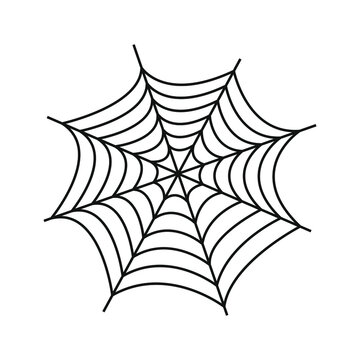 Vector outline illustration of a simple Halloween spider web on a white background.Useful for halloween party decoration, hand drawn image