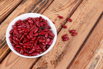 Red beans on wooden