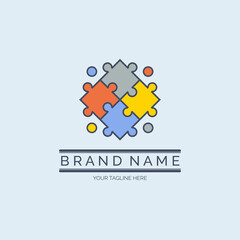 people team work puzzle logo design template for brand or company and other