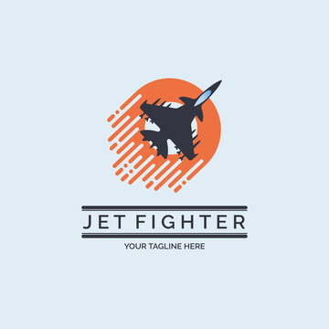 flying jet fighter logo design template for brand or company and other