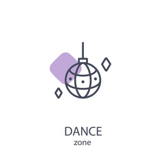 Simple Disco Ball Icon in Line Art Style. Dance Zone Concept Icon Thin Line Illustration on White Background