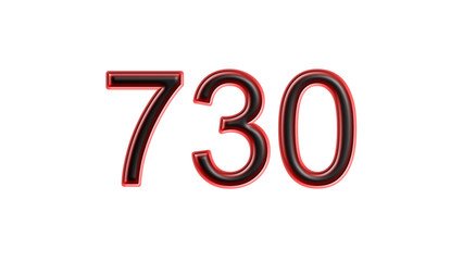 red 730 number 3d effect white background