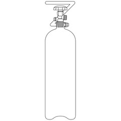 2 - 5 kg CO2 Gas cylinder, Reusable carbon dioxide compressed gas bottle for aquaristics, industry and medicine sketch drawing, contour lines drawn