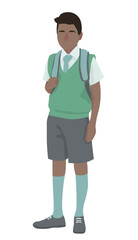 Teenage schoolboy on white background